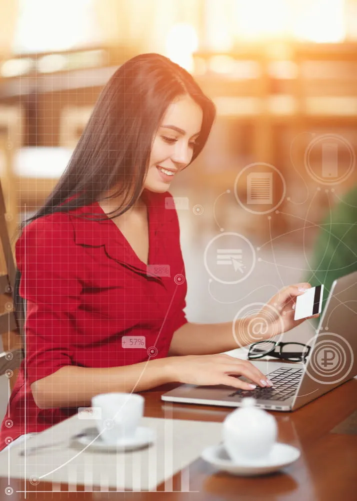 a woman engaging in online financial activity